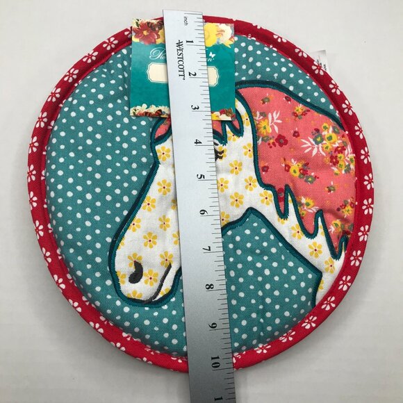 Set of 2 Pioneer Woman Trivet Pot Holder Pig and Horse Quilted 10" New - Picture 11 of 11